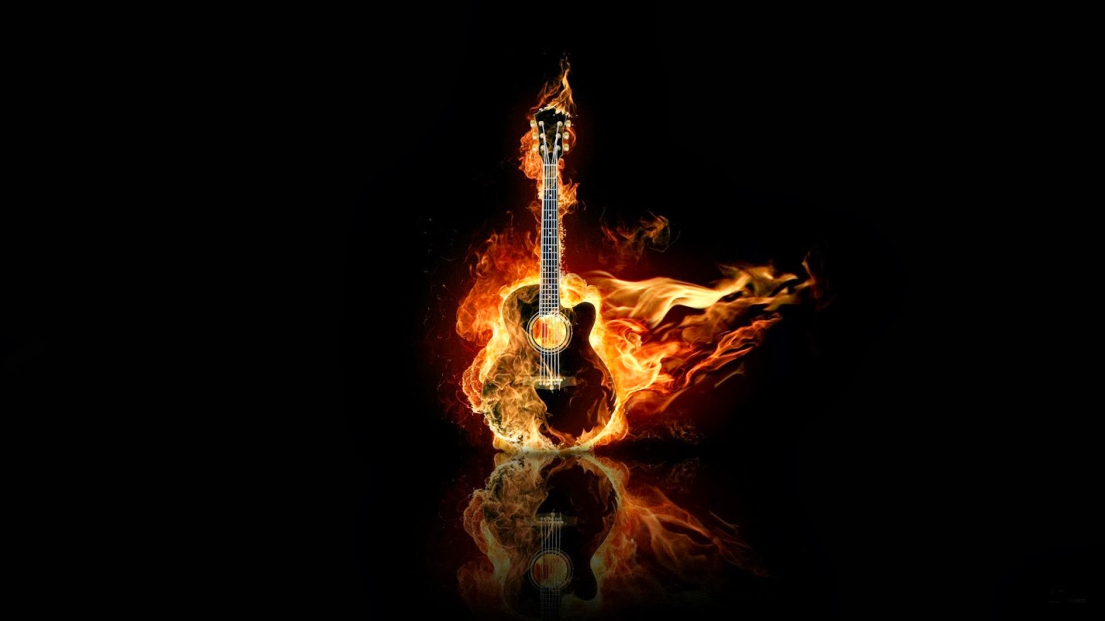 Abstract Hot Guitar On Fire HD Wallpaper Collection
