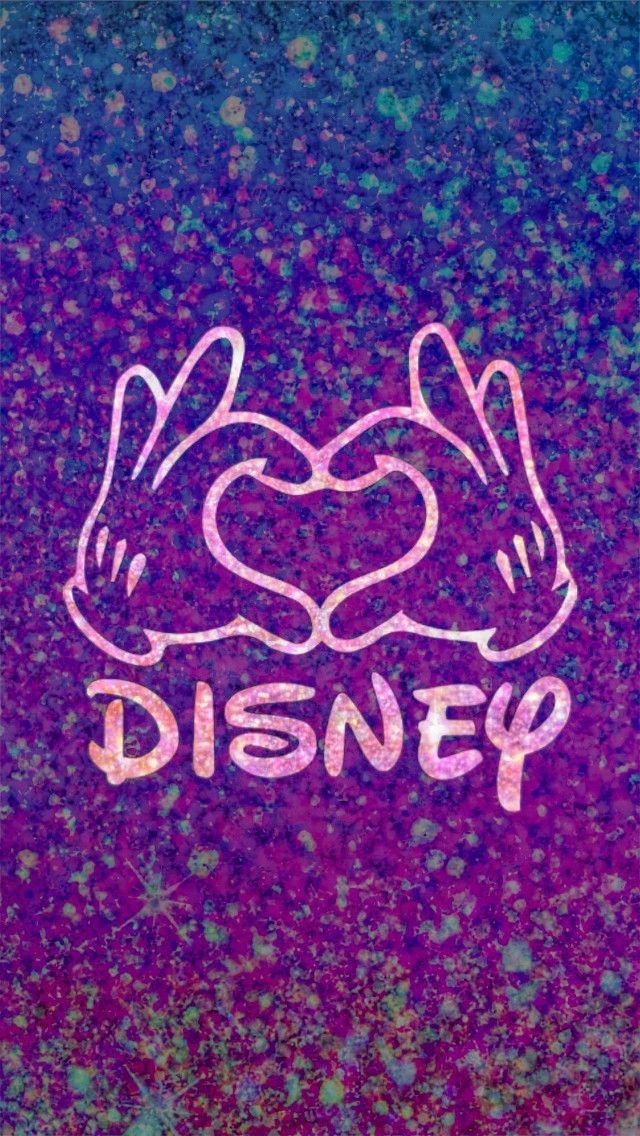 Glittery Disney Love Made By Me Purple Sparkly Wallpaper