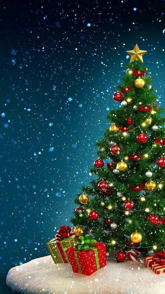 Snow Christmas Tree IPhone Wallpaper