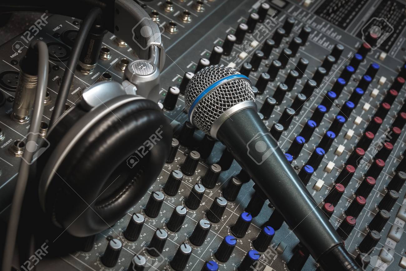 Microphone Headphone Sound Mixer Background Stock Photo Picture