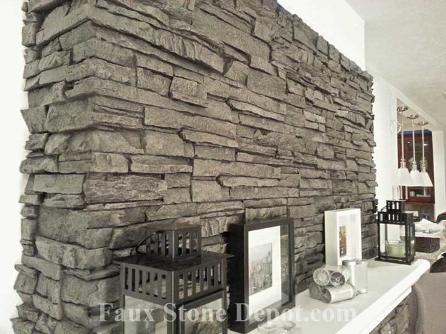 Free Download Faux Stone Fireplaces Eclectic Family Room 640x480