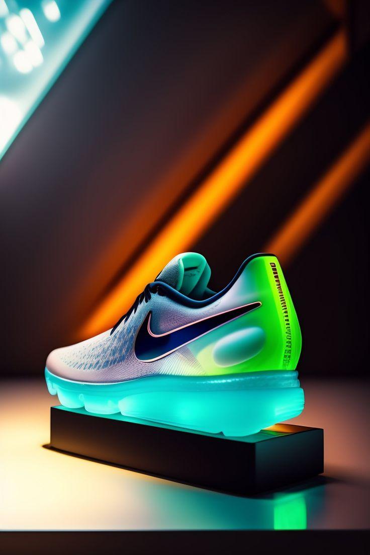 Modern Nike Shoe Made Out Of Glass Sitting On A Podium In