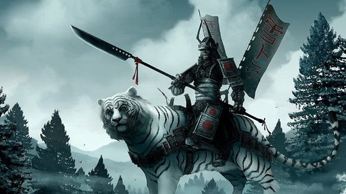 HD Samurai On A White Tiger Wallpaper