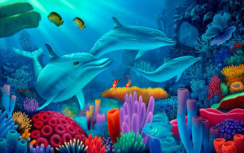 Colorful Dolphin Wallpaper - WallpaperSafari