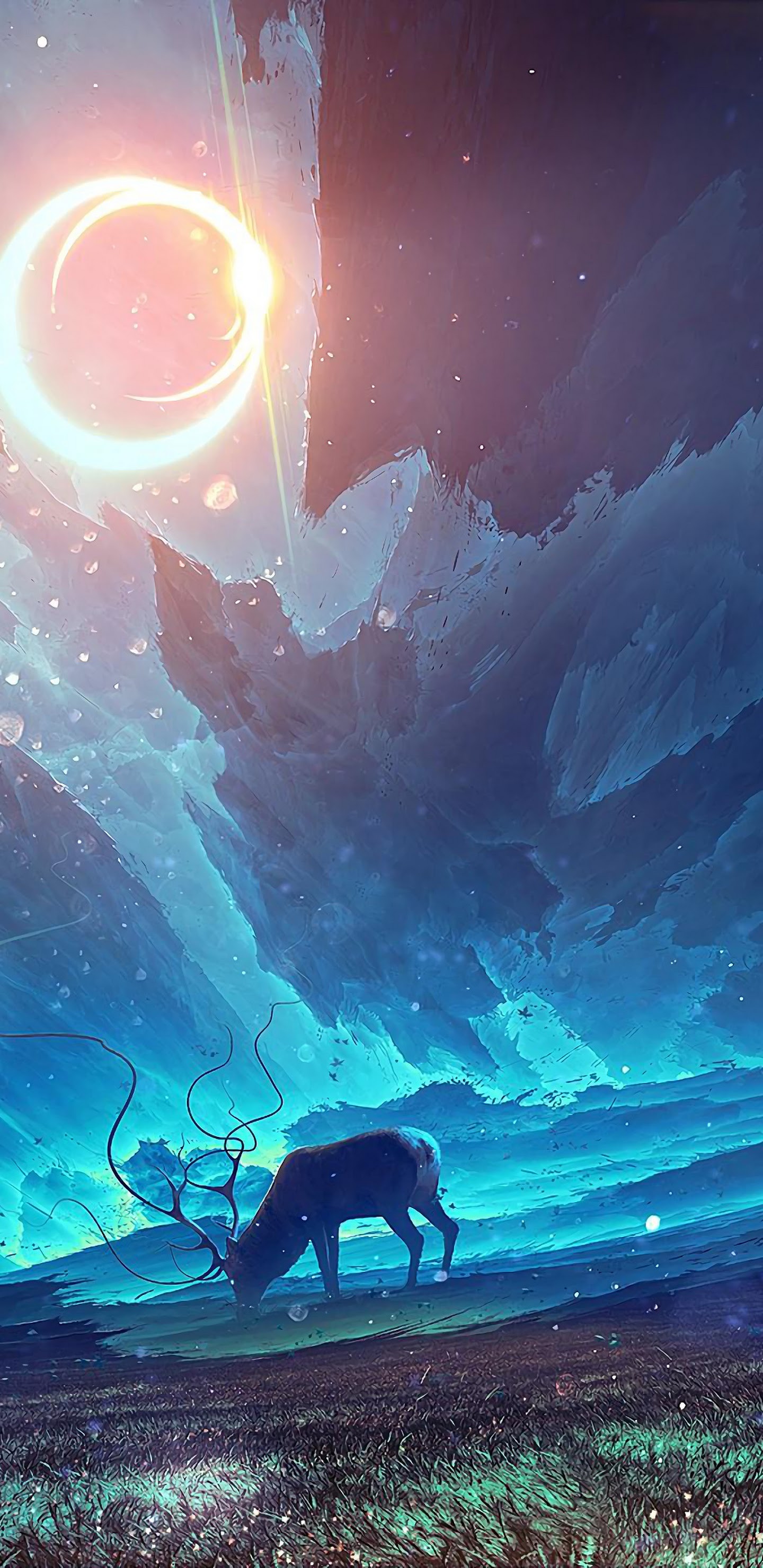 Fantasy Moon Scenery Deer 4k Wallpaper