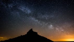 4k UHD Milky Way Over A Table Mountain Pan Tilt Shot