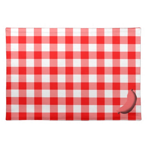Sausage W Red White Gingham Plaid Background Placemats