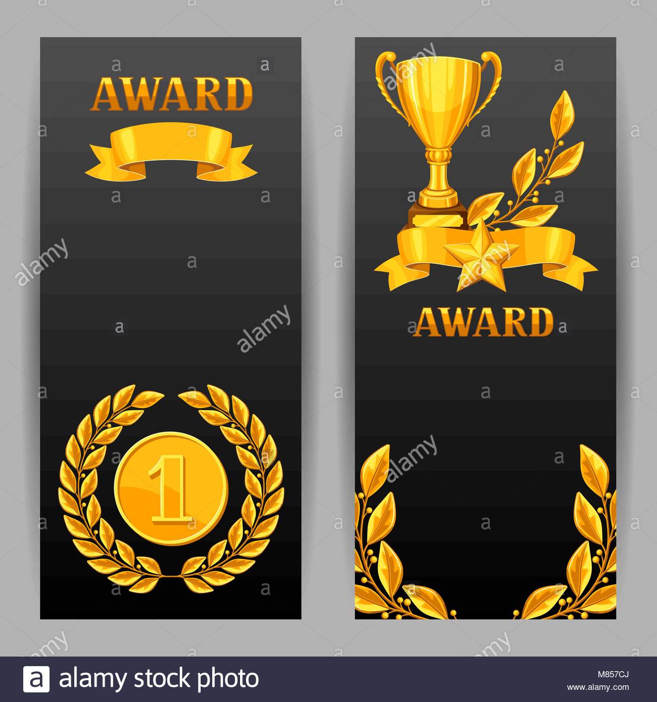 Banners With Realistic Gold Awards Background For Sports Or