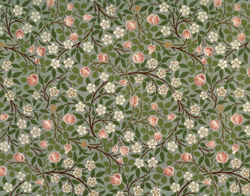Small pink and white flower wallpaper de   William Morris as art print