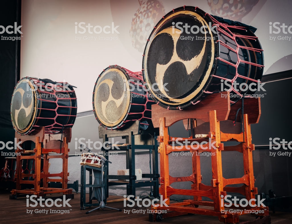 Taiko Drums Okedo On Scene Background Musical Instrument Of Asia