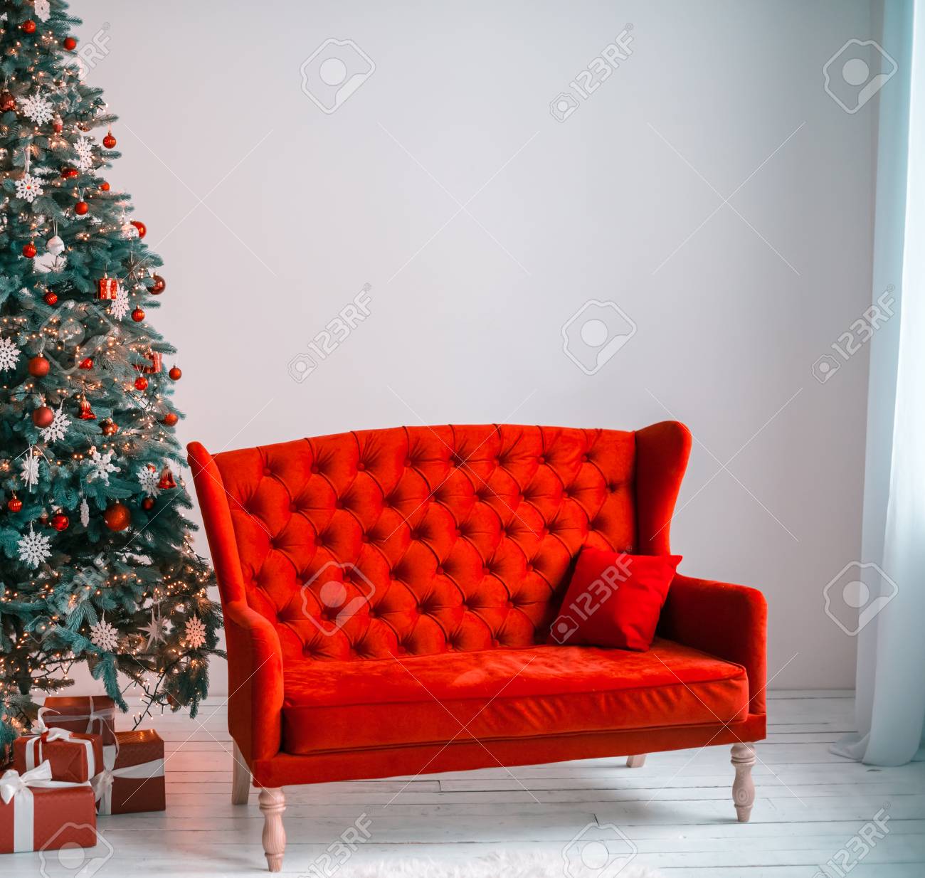 Beautiful Background Christmas Living Room With Decorated