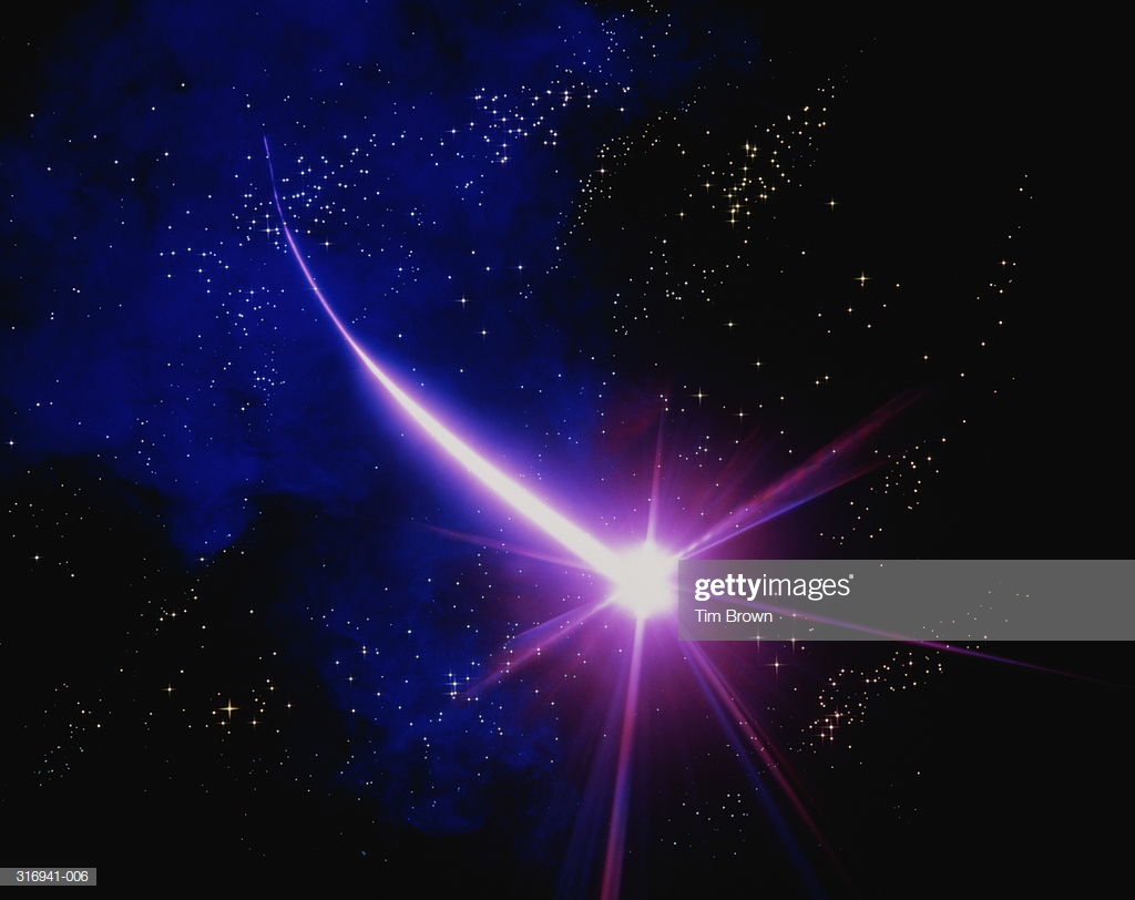 Simulated Shooting Star Effect Against Spacelike Background Stock