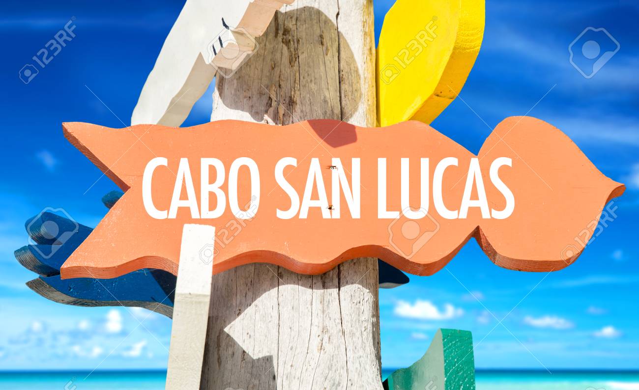 Cabo San Lucas Sign With Beach Background Stock Photo Picture And