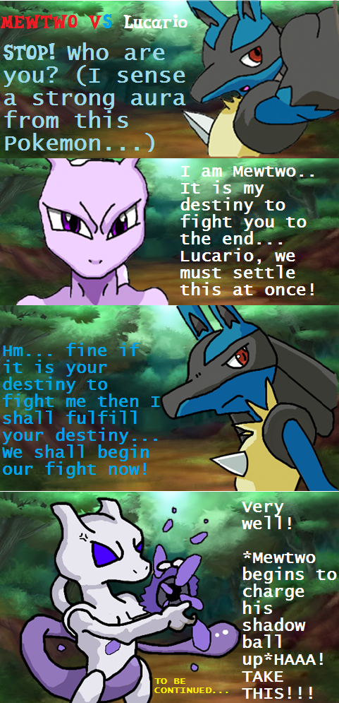 Mewtwo vs Lucario Comic page 1 by blackwingShadow on