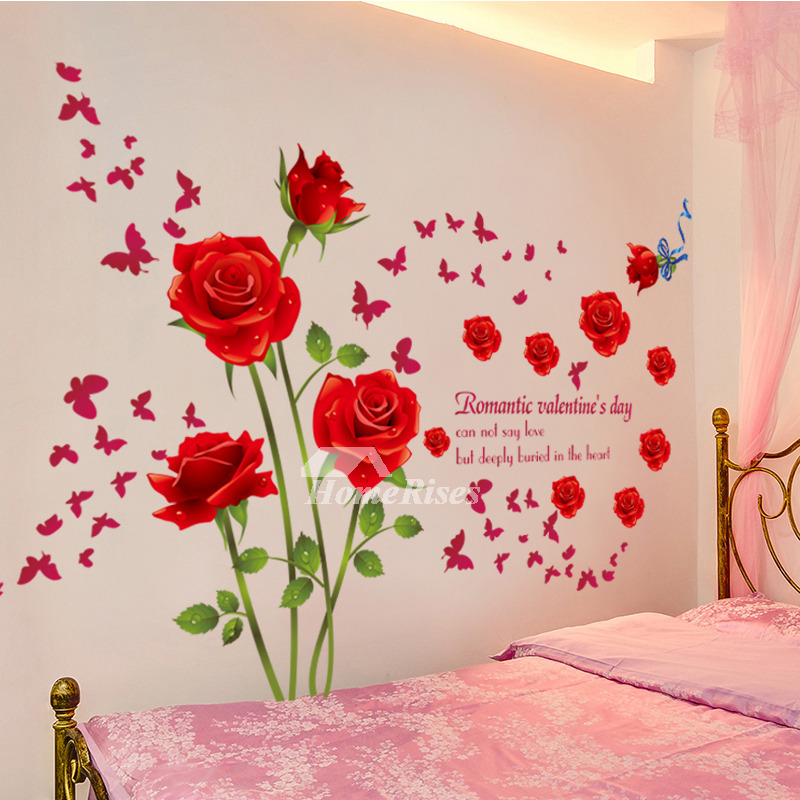 Adhesive Wall Stickers Flower Letter Decorative Bedroom Home Decor