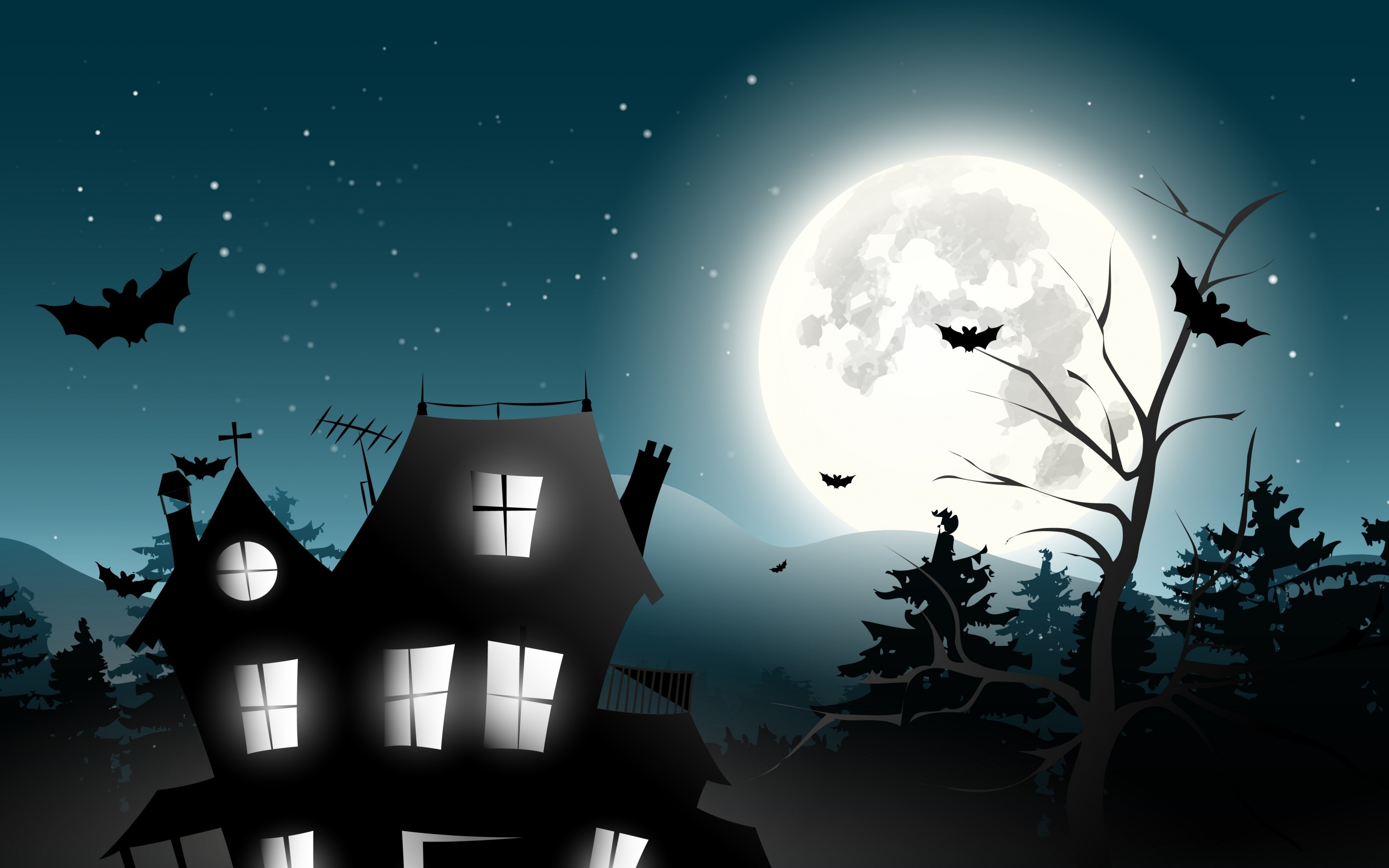 Holiday Halloween Scary House Horror Creepy Full Moon