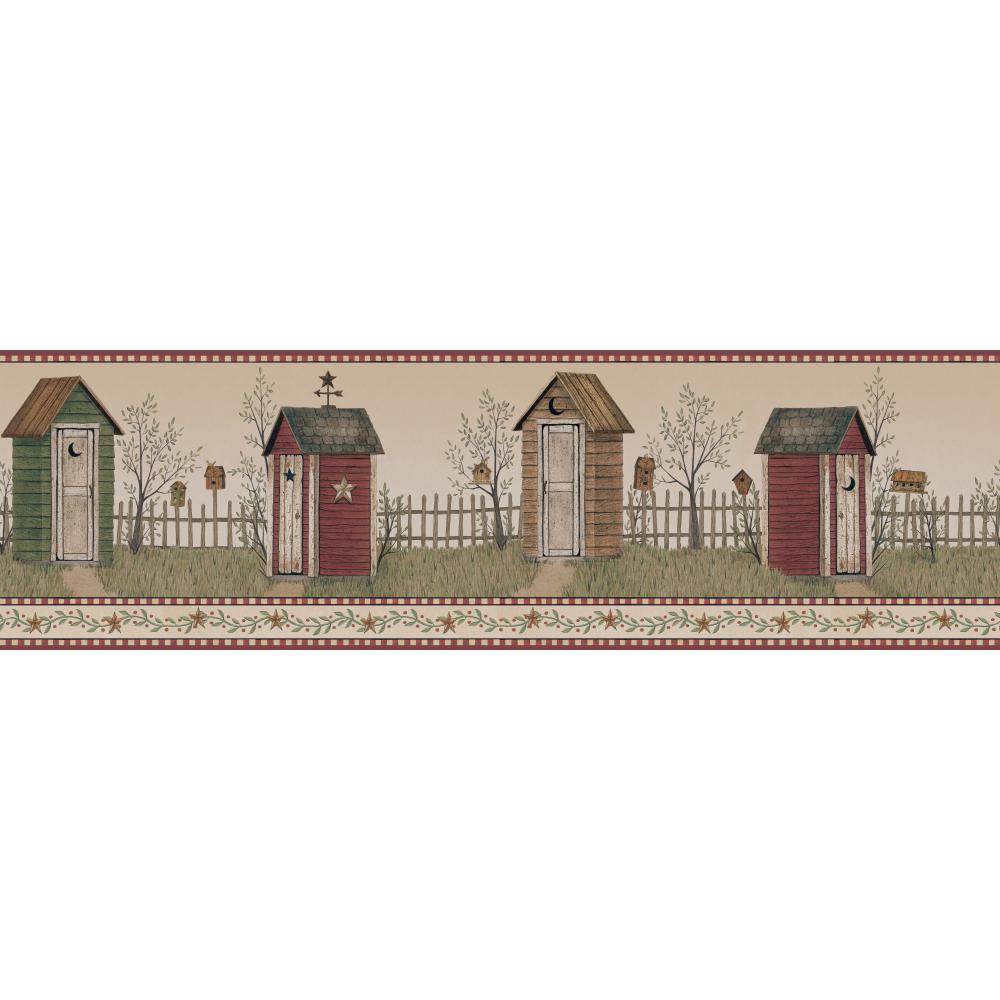 Folk Art Wallpaper Borders Wallpapersafari Folk Art Country Outhouse Wallpaper Border 1000x1000