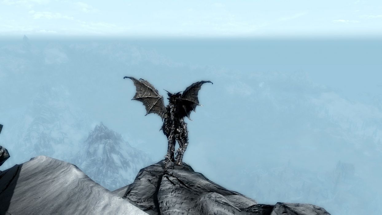 Mountains Dragons Argonian Skyscapes The Elder Scrolls Skyrim