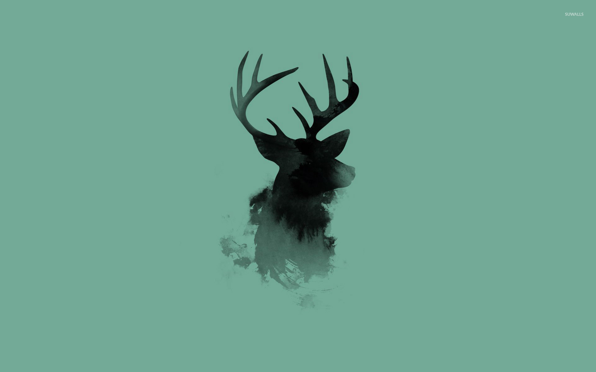 Stag Head Silhouette Wallpaper Artistic