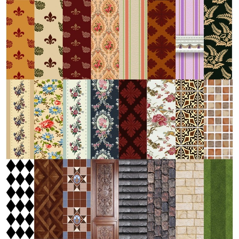 1 12 Free Printable Dollhouse Wallpaper