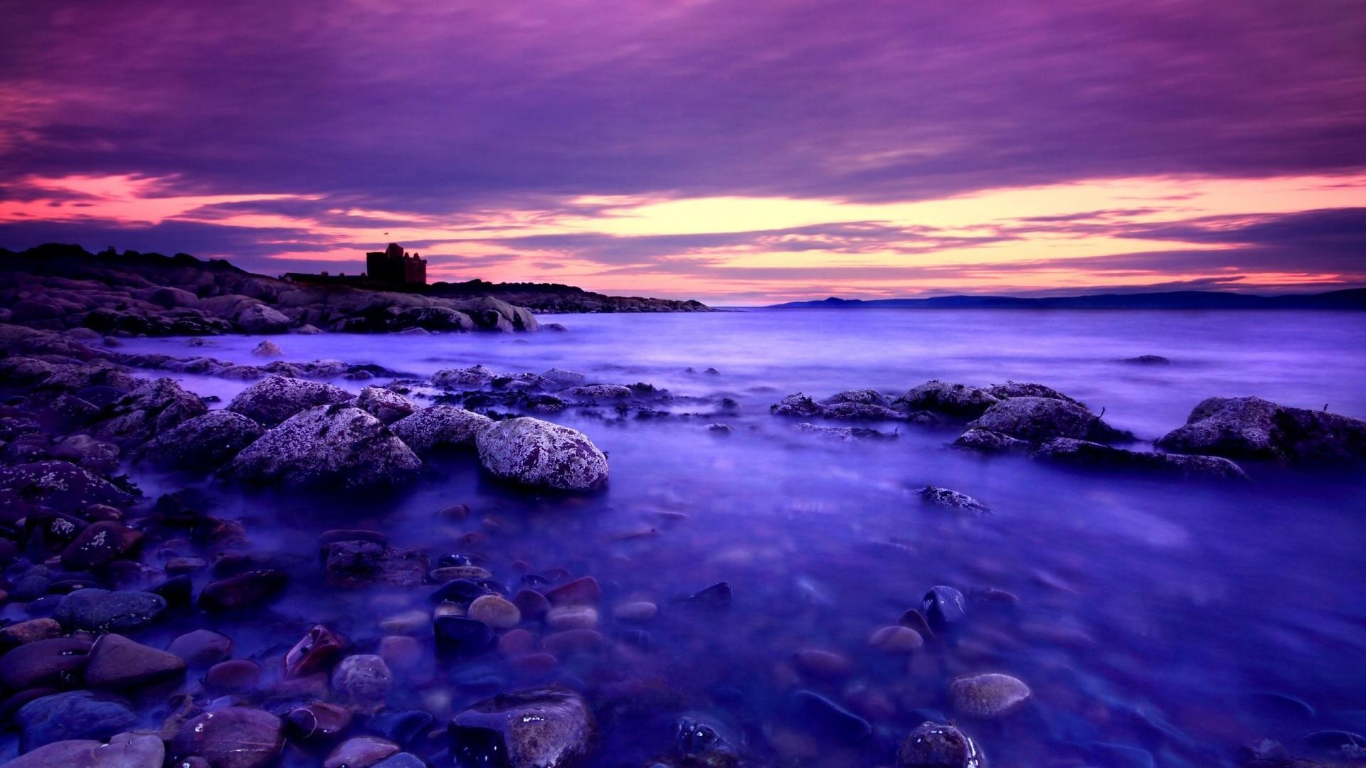 Purple beach sunset wallpaper 16078 PC en