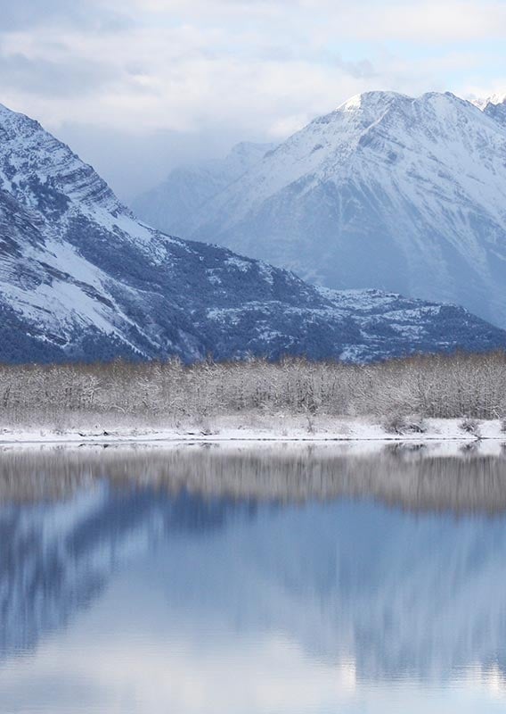 Mbn Glacier Park Winter Lake Reflection Mountain Wallpaper