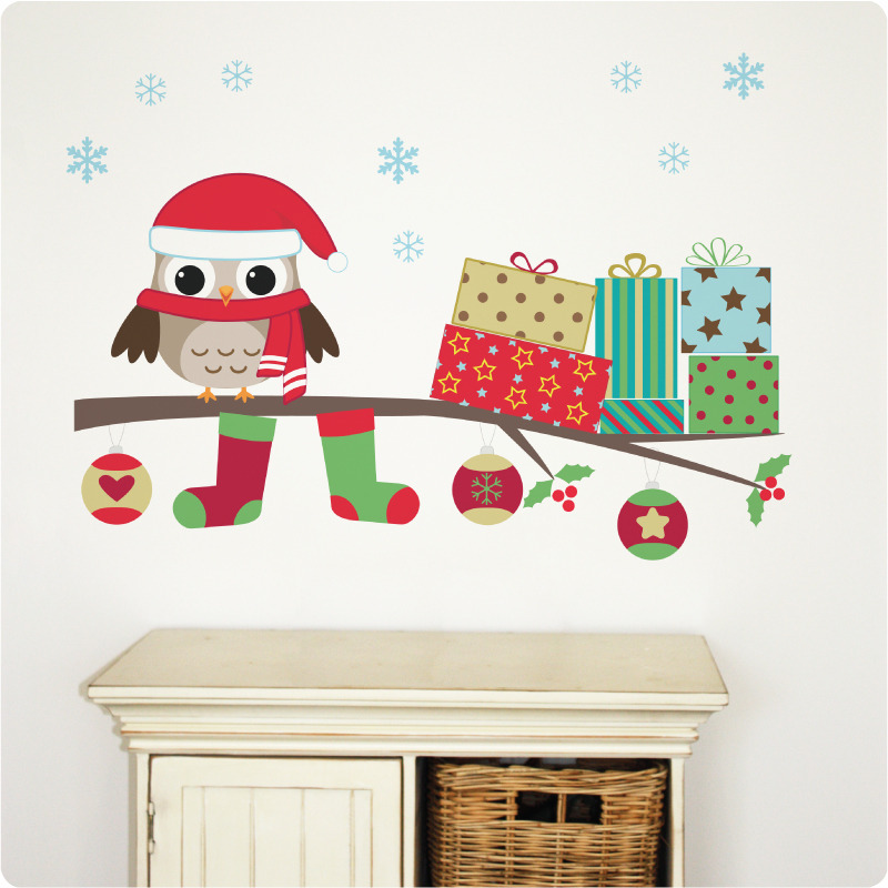 Christmas Owl Removable Wall Stickers