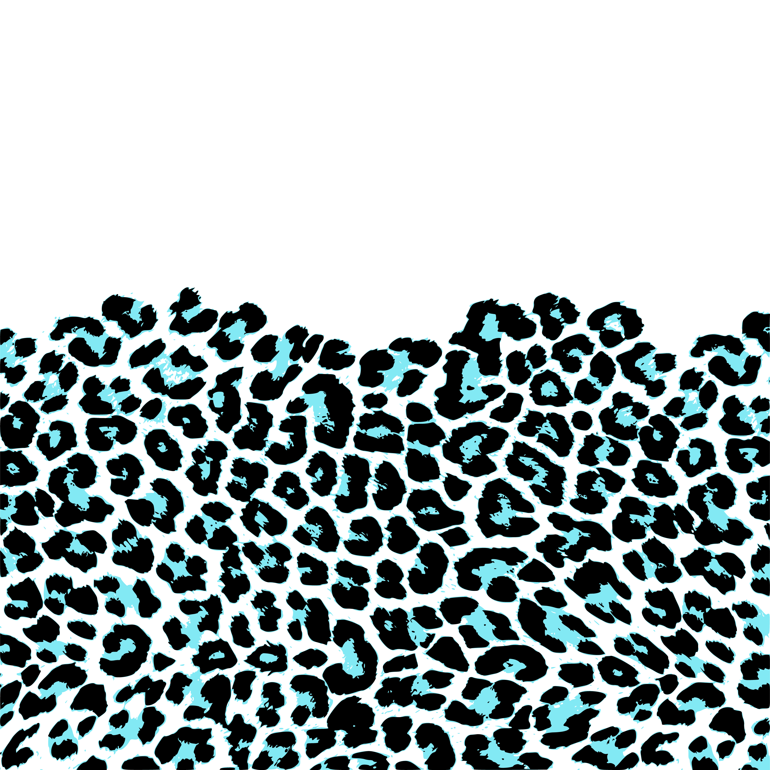 Vibrant teal leopard print on a black background, creating a bold and stylish wallpaper