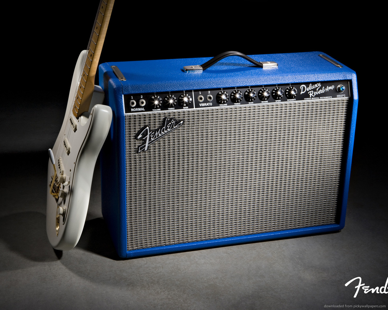 Blue Fender Deluxe Reverb Amp Wallpaper