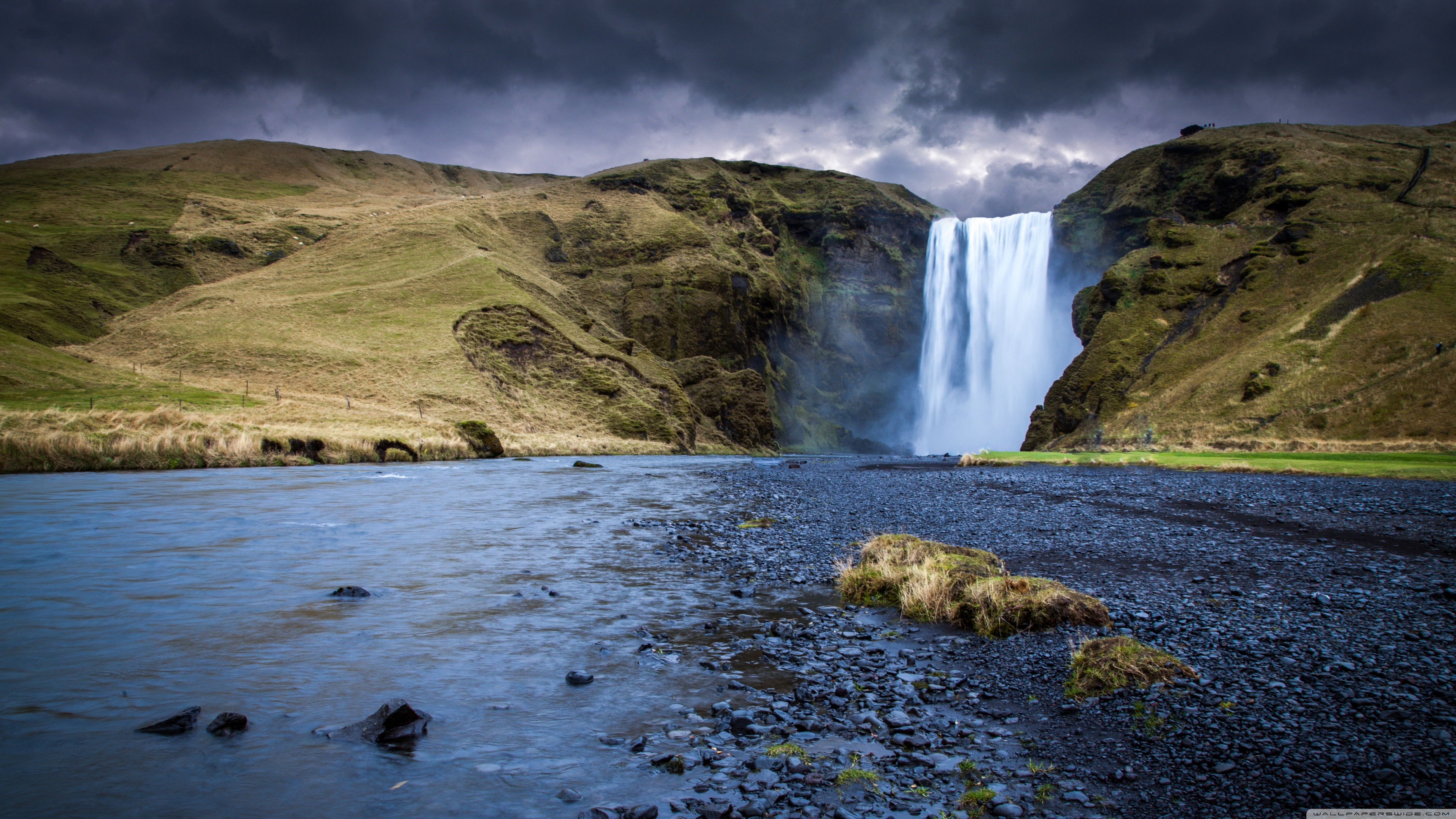 Skogafoss Waterfall Iceland 4k HD Desktop Wallpaper For