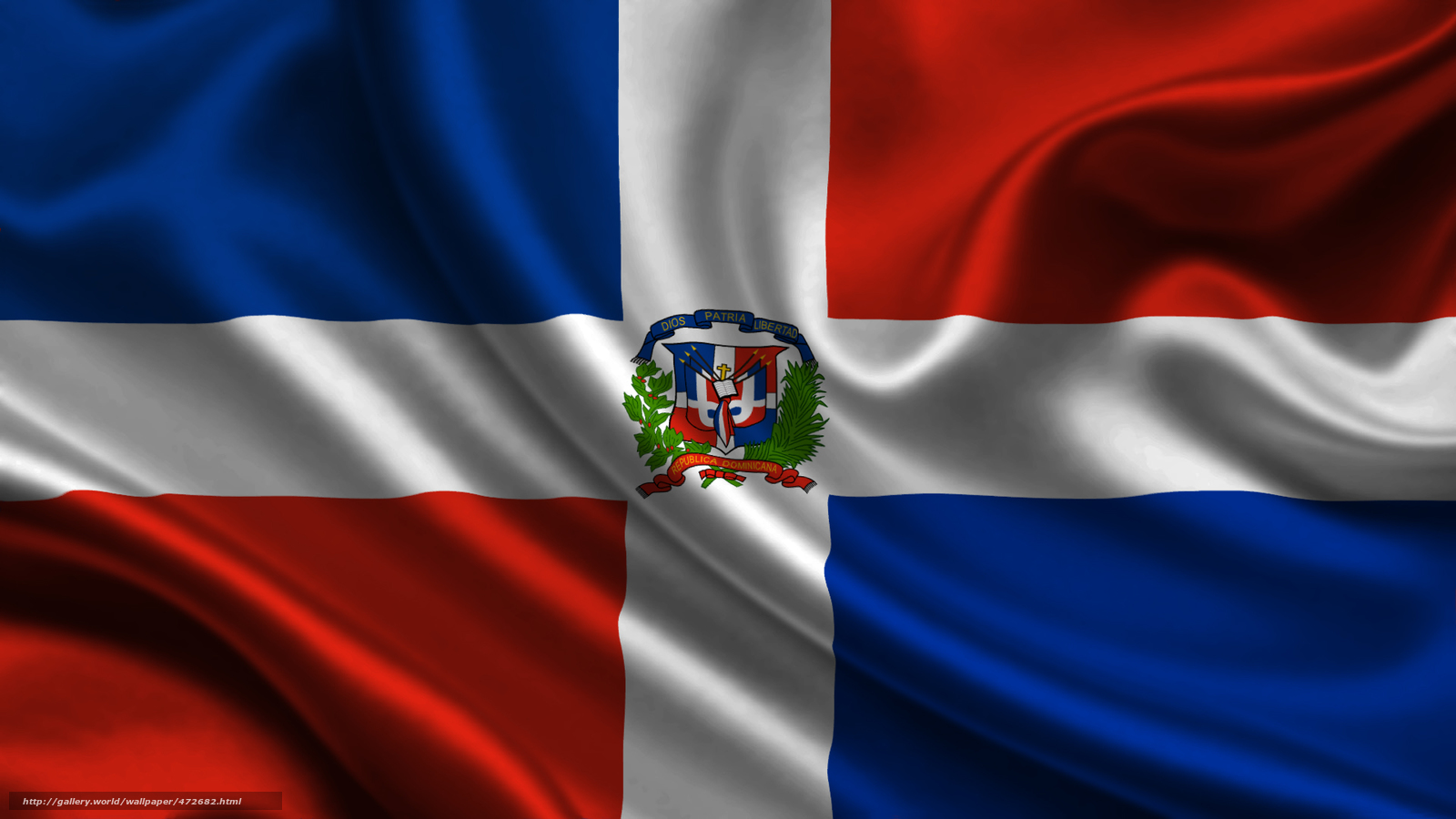 Wallpaper Dominican Republic Satin Flag Desktop