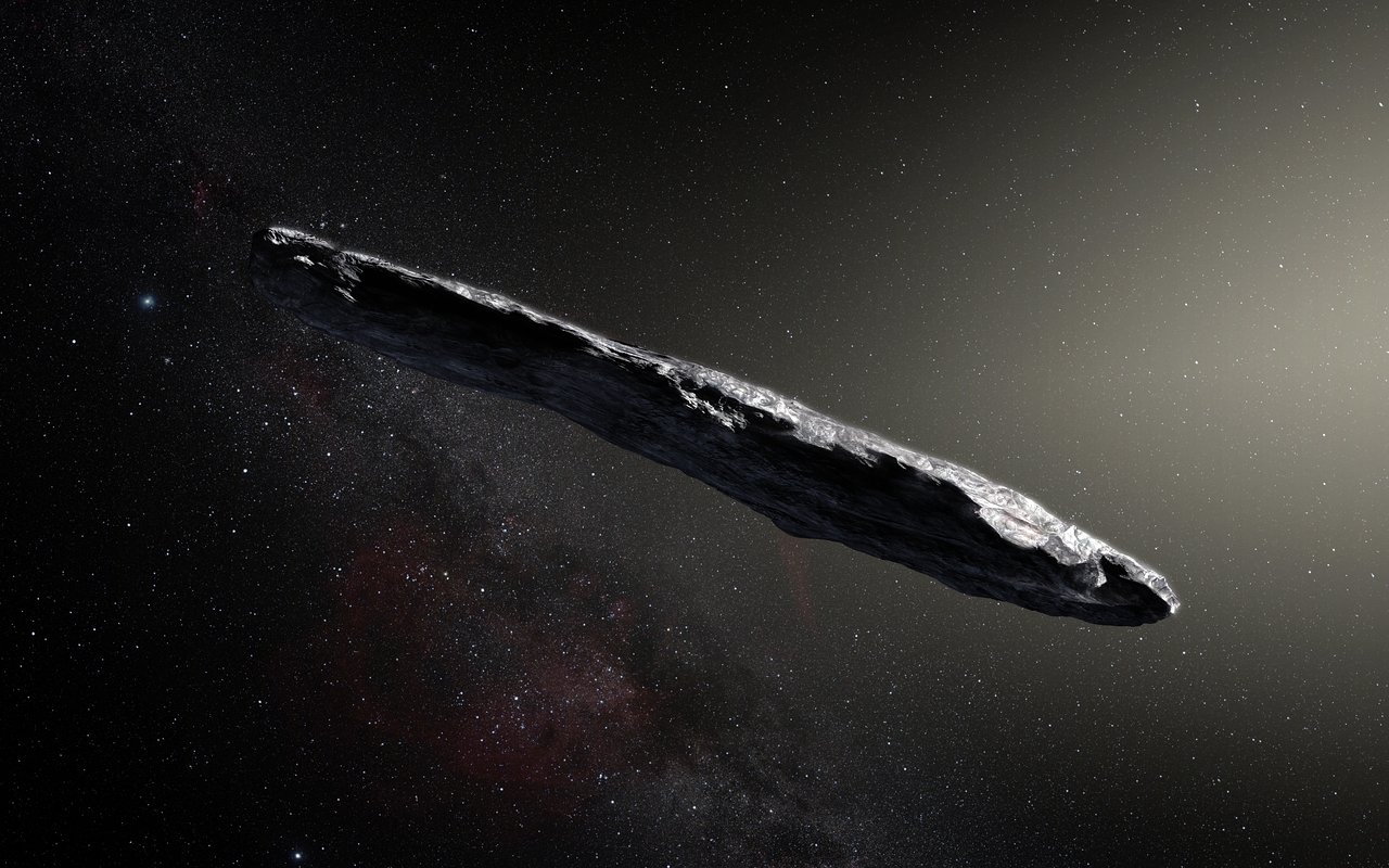 Artists impression of the interstellar asteroid `Oumuamua ESO
