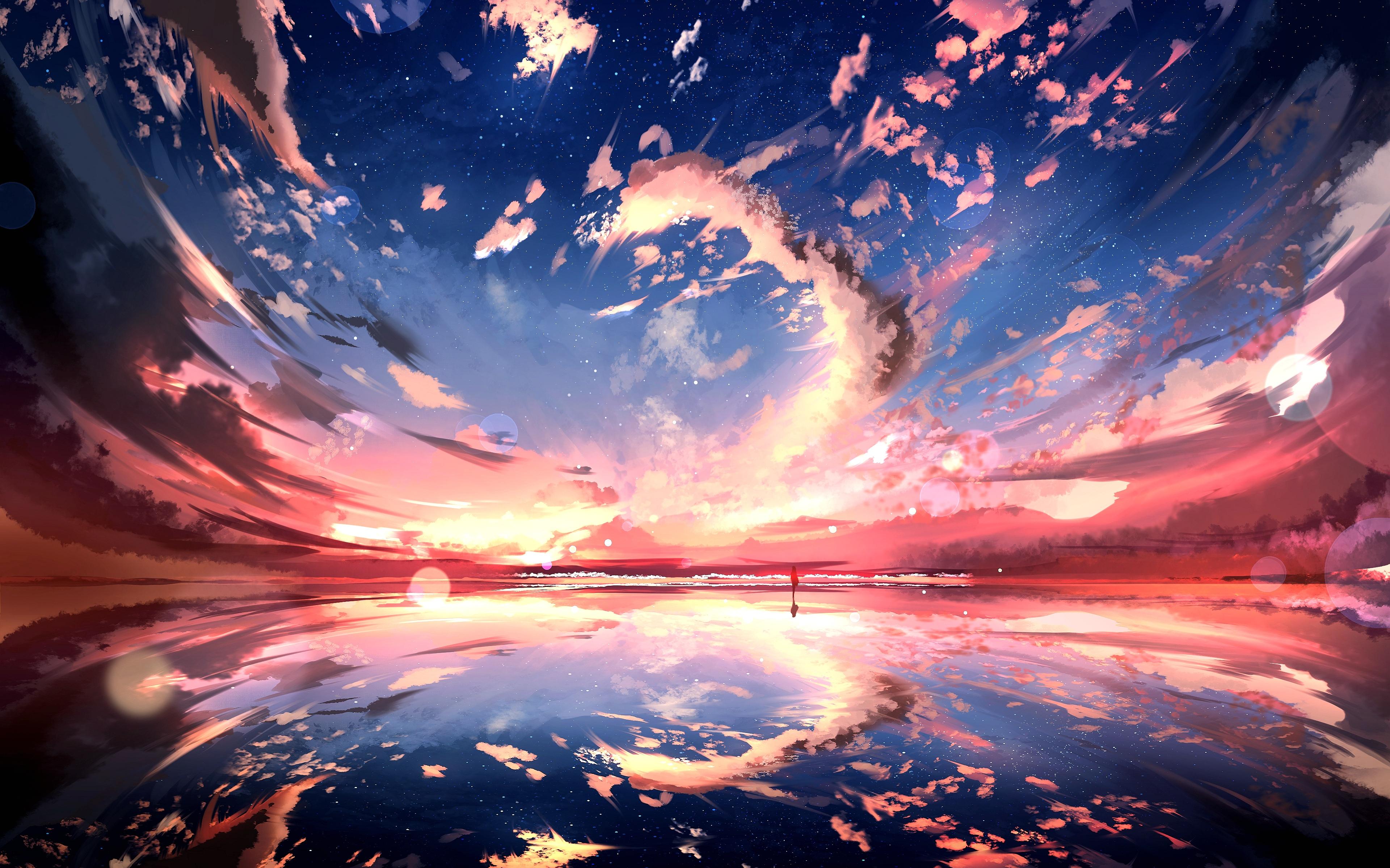 Anime Sunset 4k Ultra HD Wallpaper by
