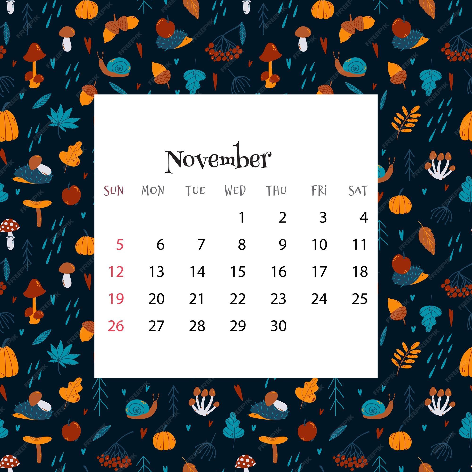 Premium Vector Calendar For November Illustration Of