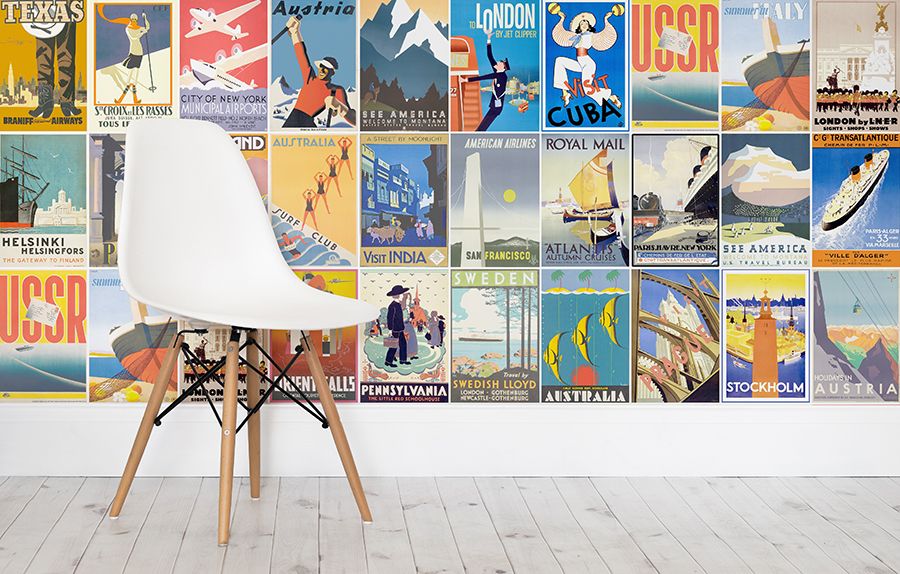 Vintage Travel Poster Wallpaper is Launched Murals Wallpaper