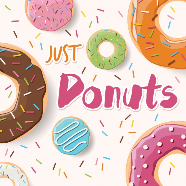 Coloured Donuts Background Design Vector
