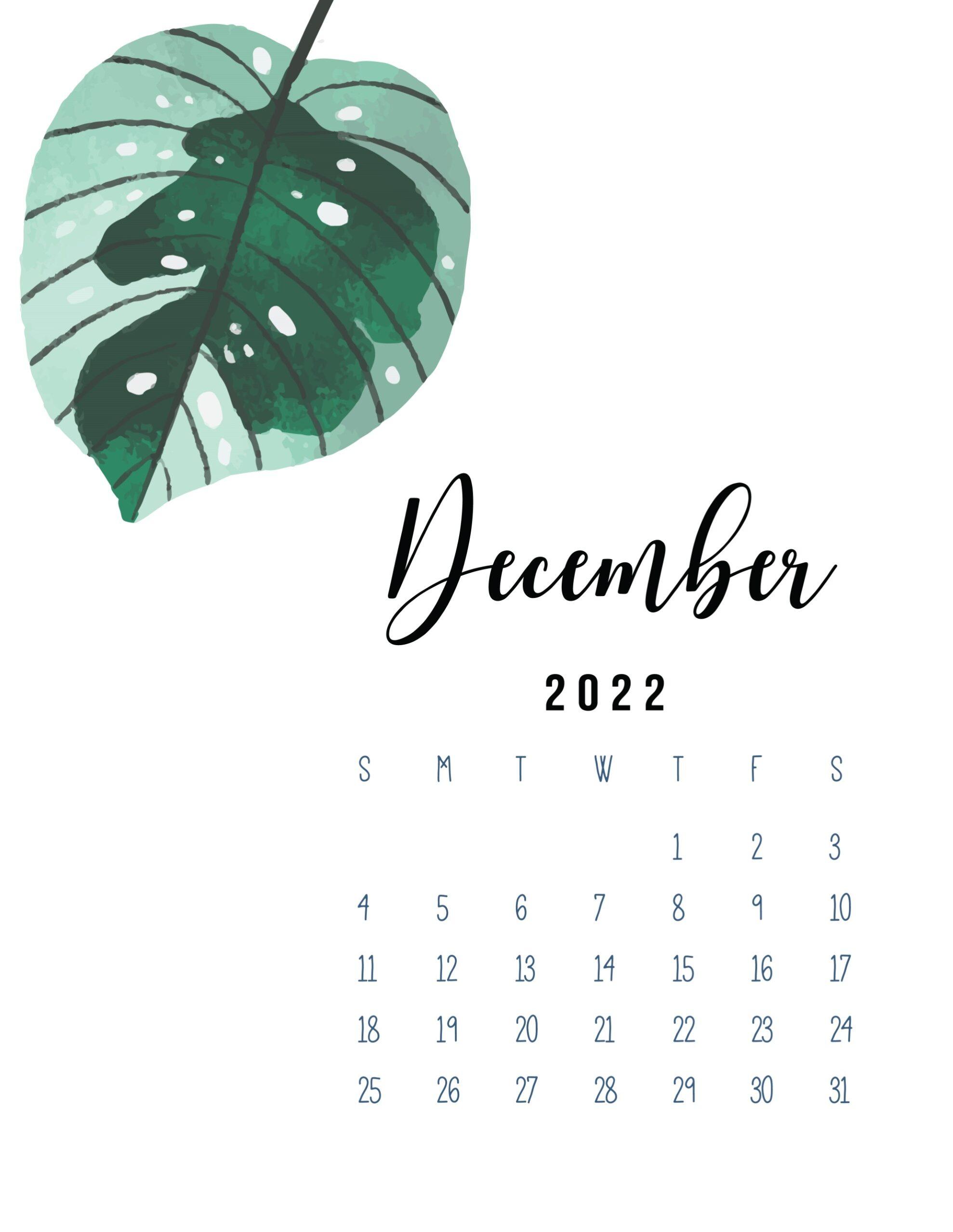 2022 Calendar Printable PDF In Botanical Style