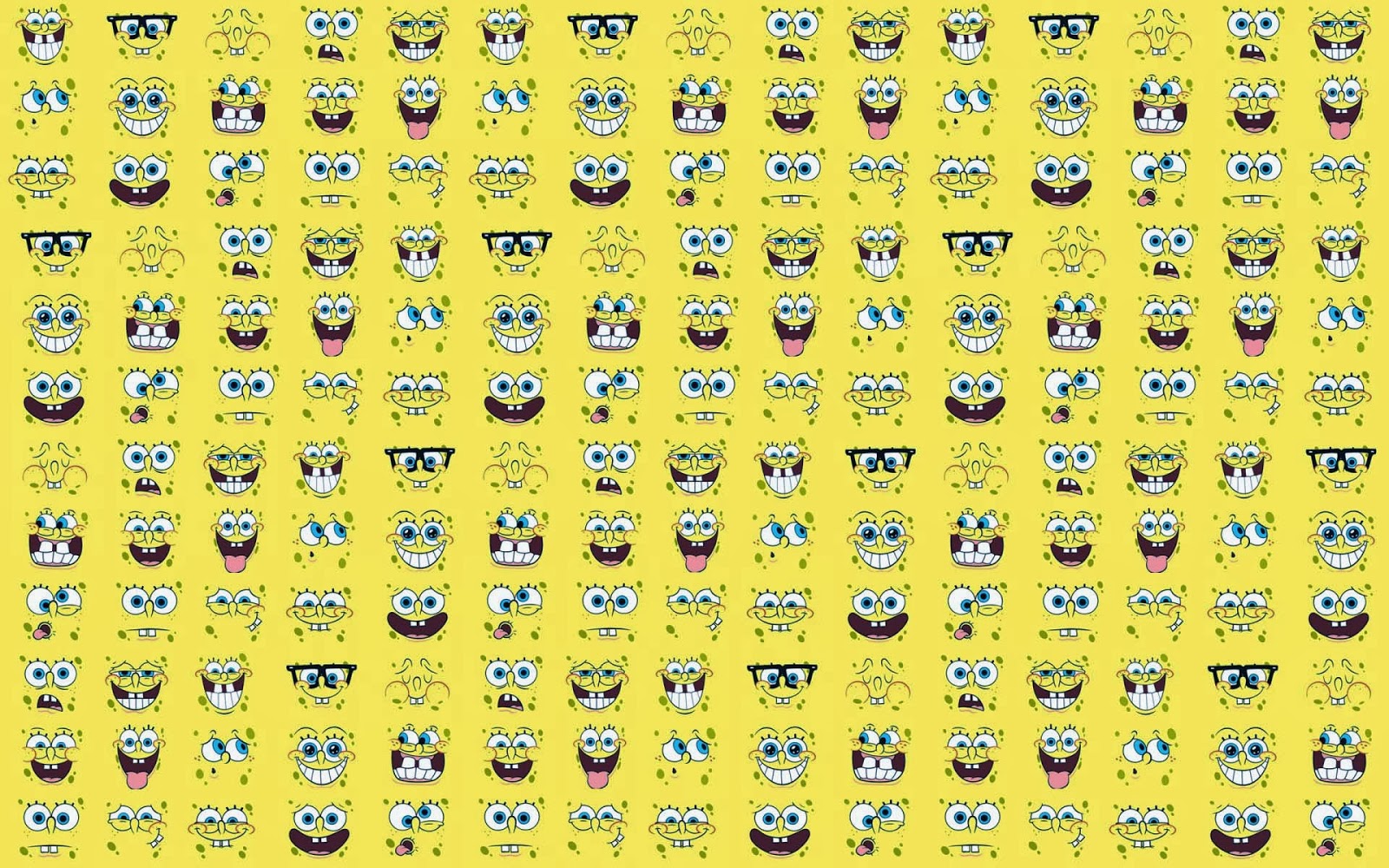 Gelbe Spongebob Wallpaper Mit Gesichtern