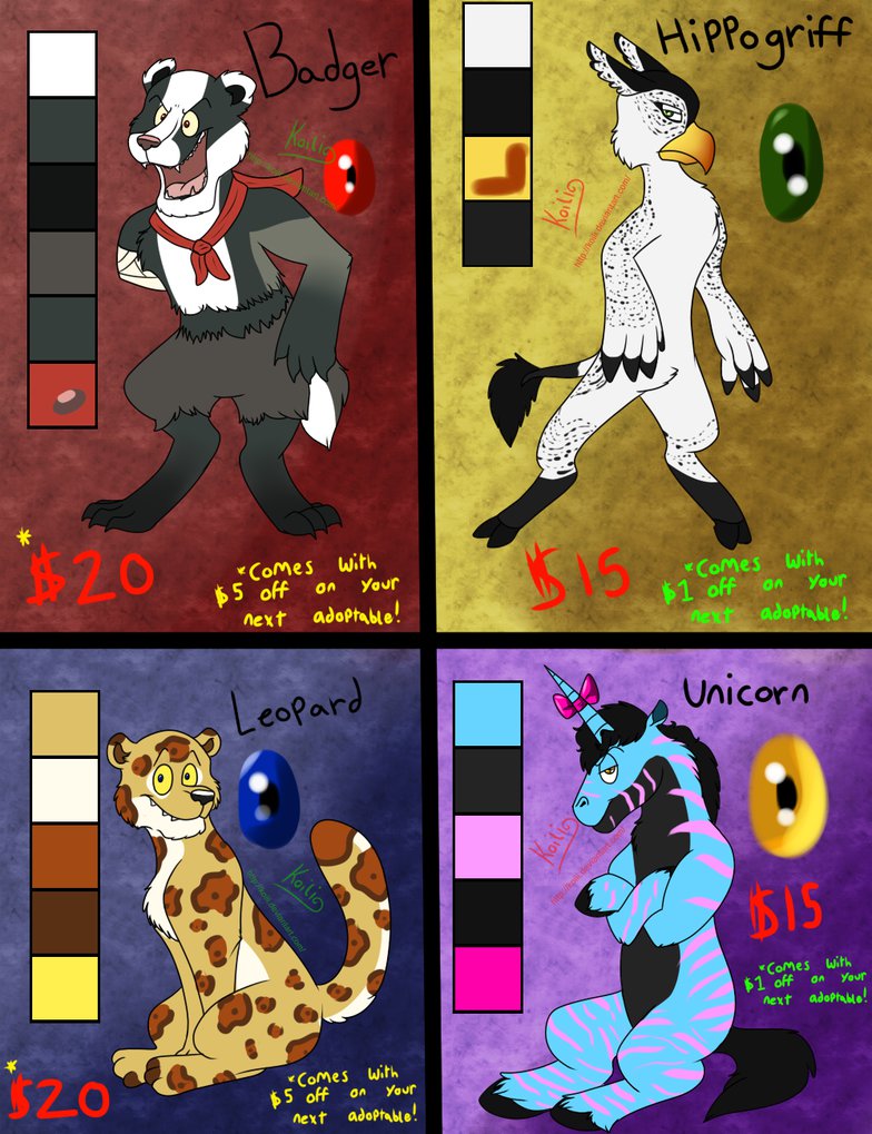 Fnaf Adoptables Set Open By Koili