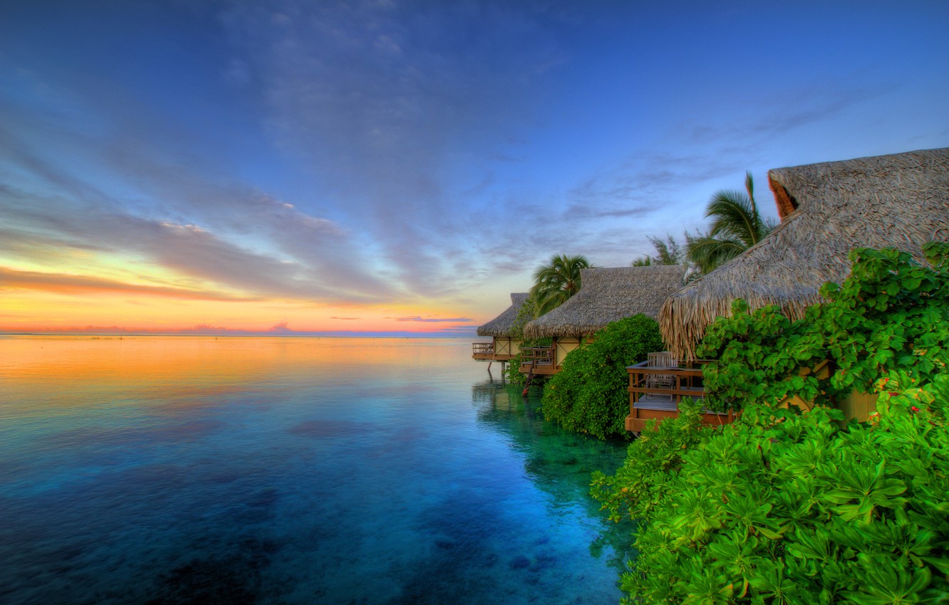 Wallpaper Sunset The Island Of Moorea Tahiti Image For Desktop