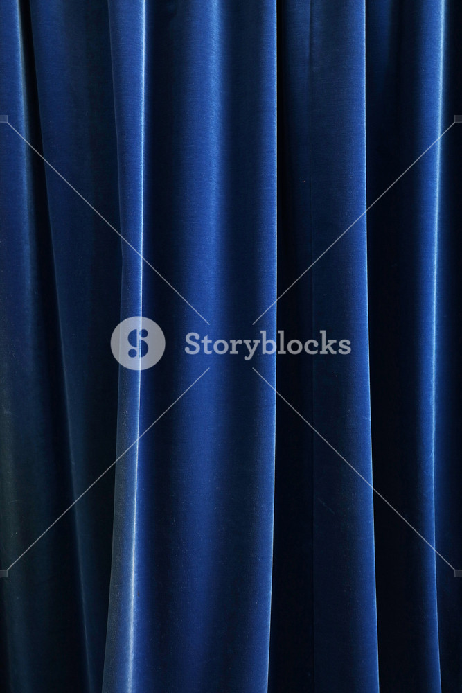 Heavy Dark Navy Blue Pleated Textile Curtain Background With