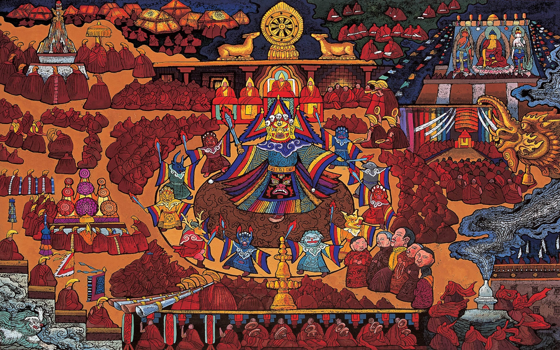 Xiangba Tibet Woodcut HD Wallpaper Background Image
