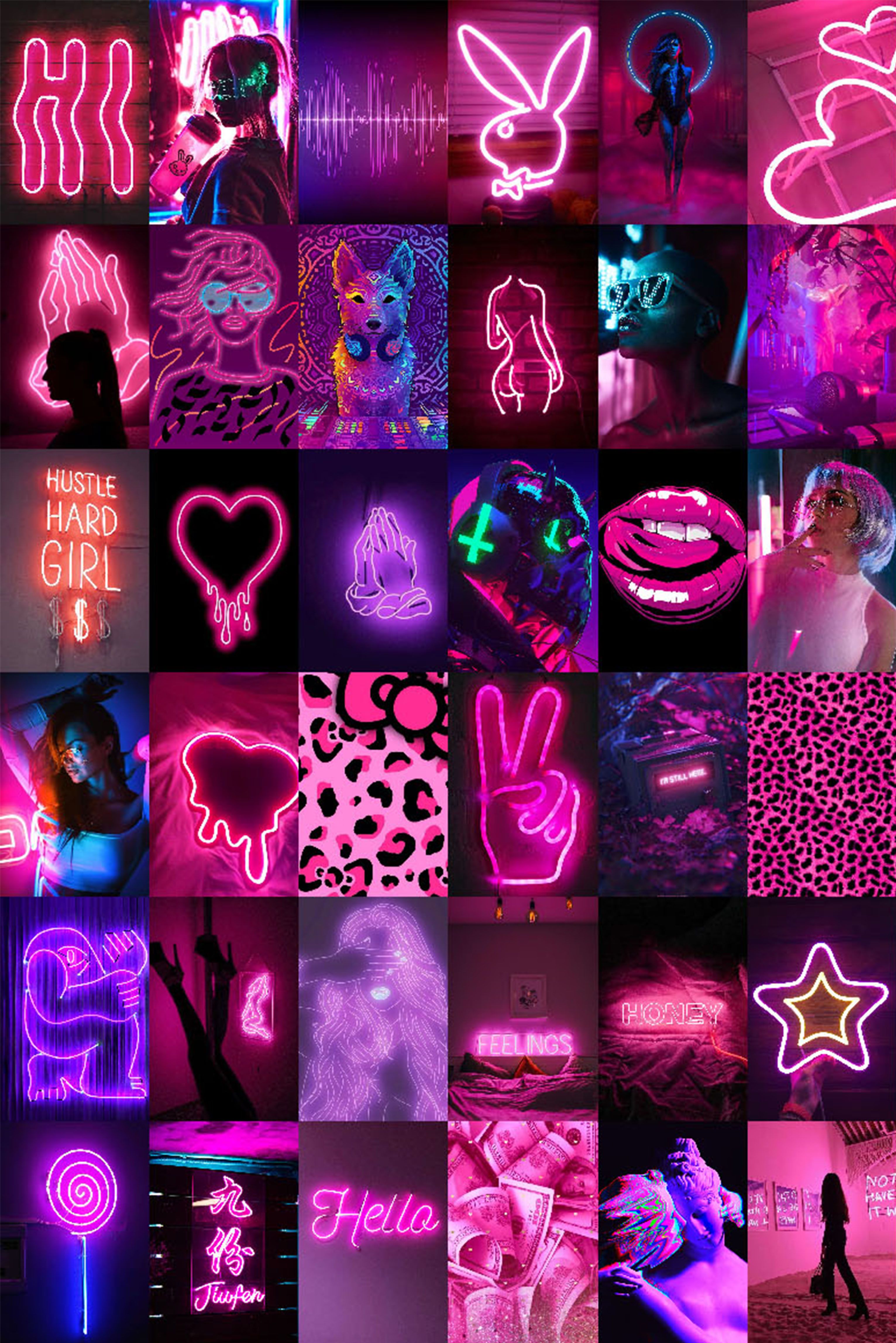 Pcs Pink Neon Wall Collage Kit Hot Boujee Aesthetic Room Decor Digital In Wallpaper