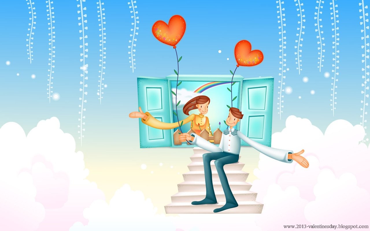 Cute Cartoon Couple Love HD Wallpaper For Valentines Day