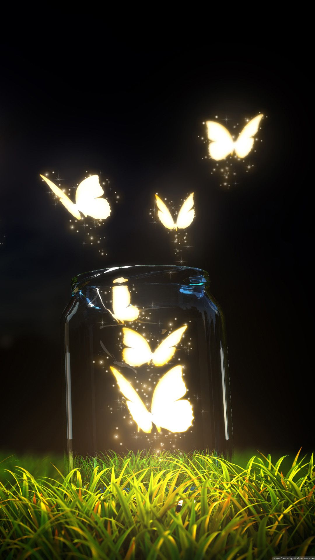 Fantasy Butterfly Jar Android Wallpaper Phone Background Art