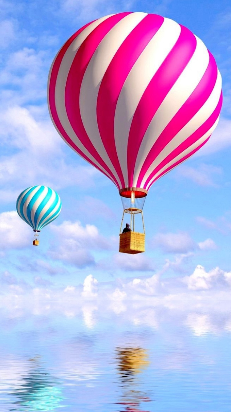 Pink Hot Air Balloon iPhone Wallpaper HD
