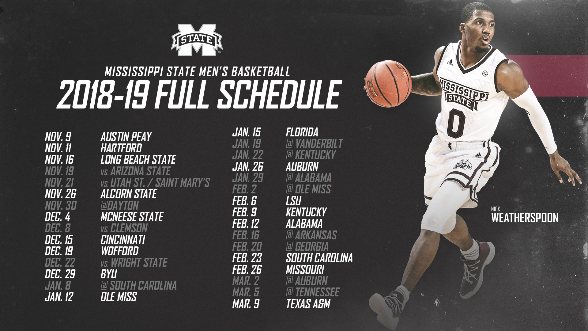 Msu Unveils Men S Basketball Schedule Mississippi State