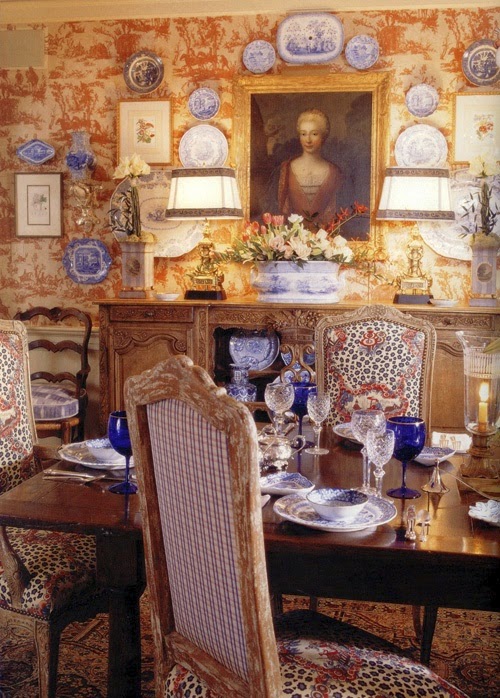 Daily Dish Traditional Red White Blue Rooms With Transferware