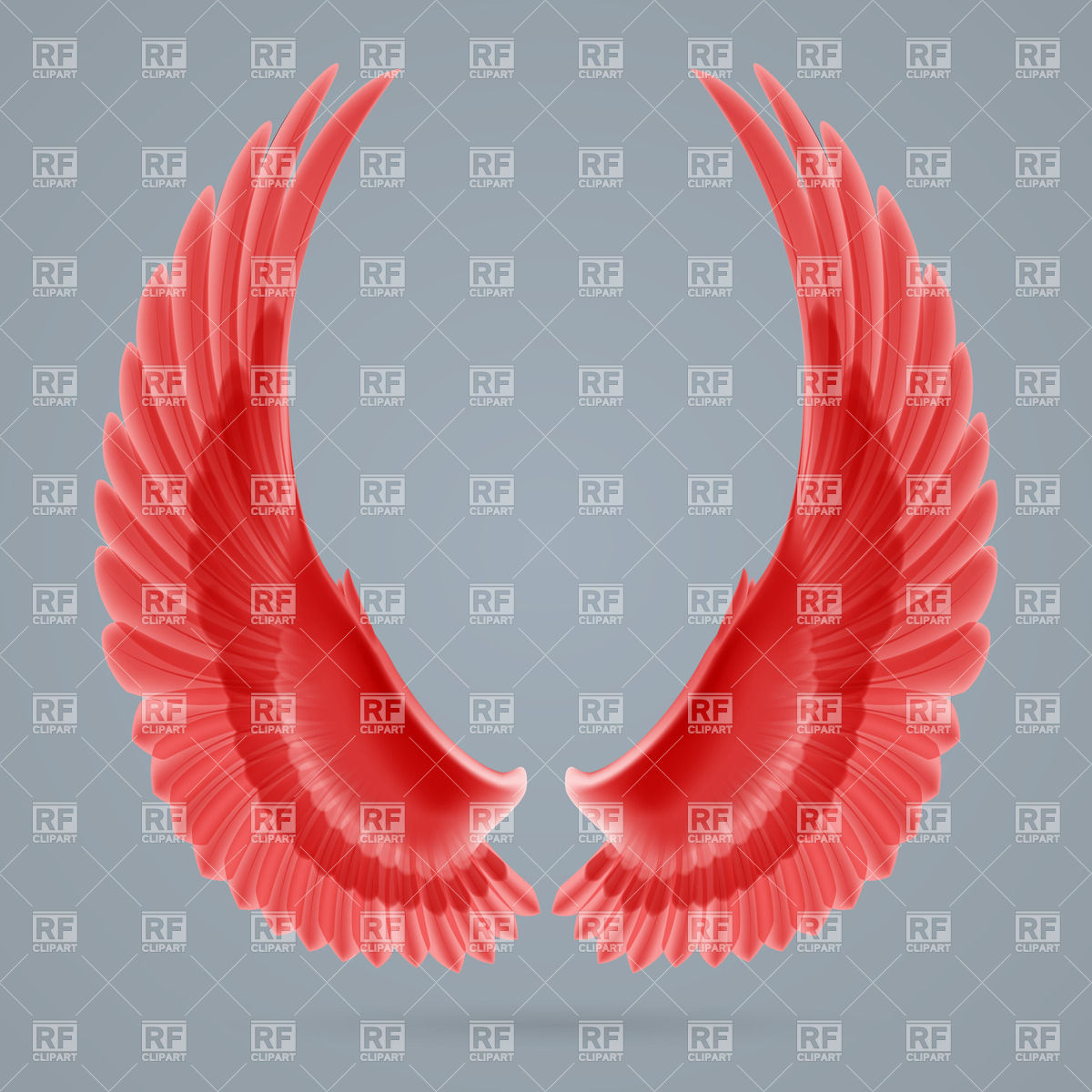Red Wings On Gray Background Vector Image Of Objects Dvarg