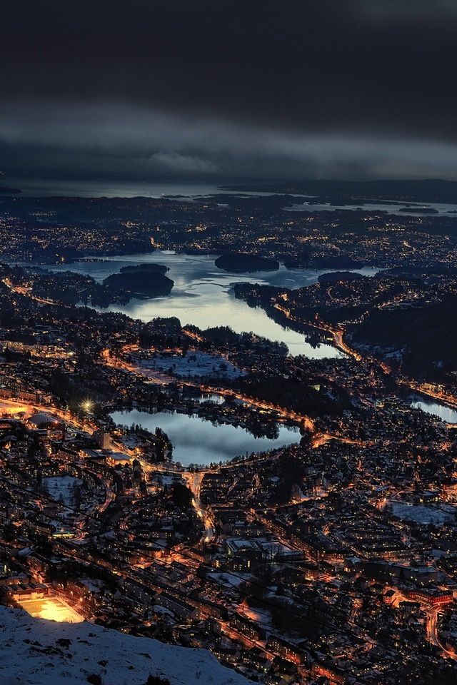 Bergen From Mt Ulriken iPhone 4s Wallpaper Paisaje De La Costa